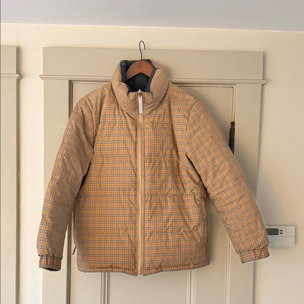 Burberry Tan Plaid Quilted Puffer Jacket - Picture 1 of 4